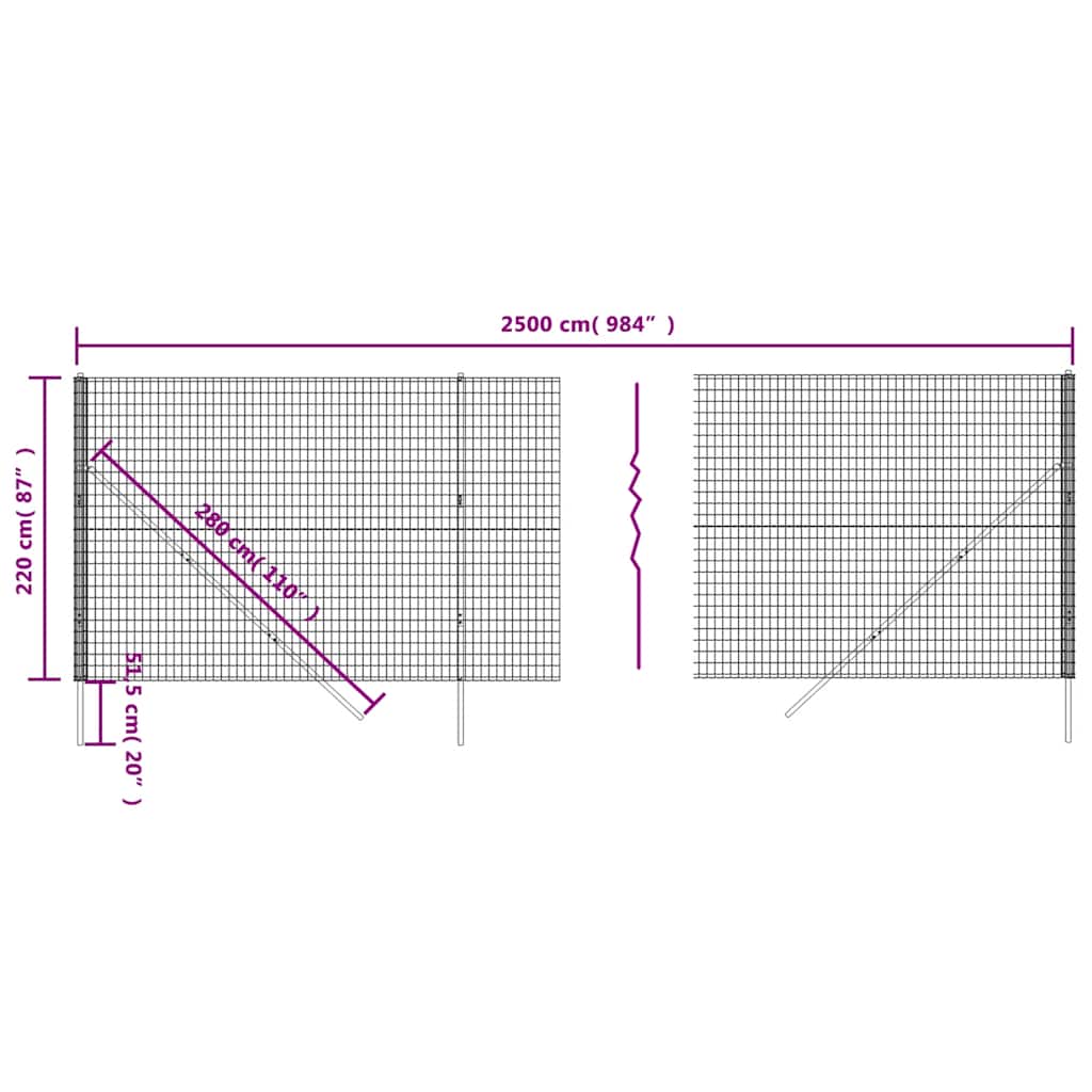 vidaXL Ogrodzenie ze zgrzewanej siatki, zielone, 2,2x25 m