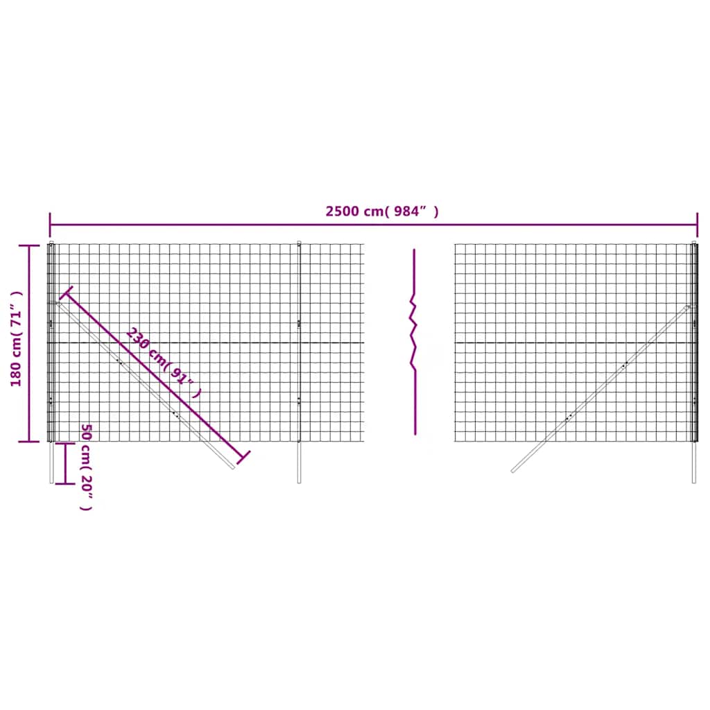 vidaXL Ogrodzenie ze zgrzewanej siatki, zielone, 1,8x25 m