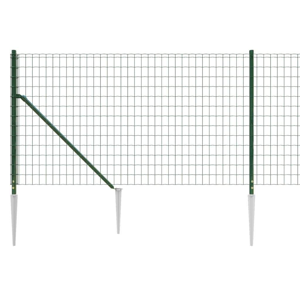 vidaXL Ogrodzenie z siatki, z kotwami, zielone, 0,8x10 m