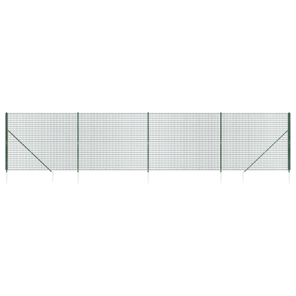 vidaXL Ogrodzenie z siatki, z kotwami, zielone, 2x10 m