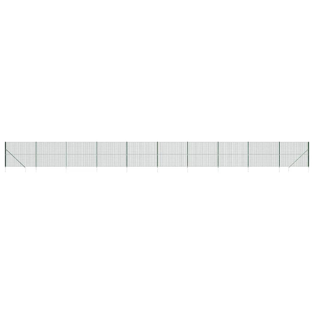 vidaXL Ogrodzenie z siatki, z kotwami, zielone, 1,4x25 m