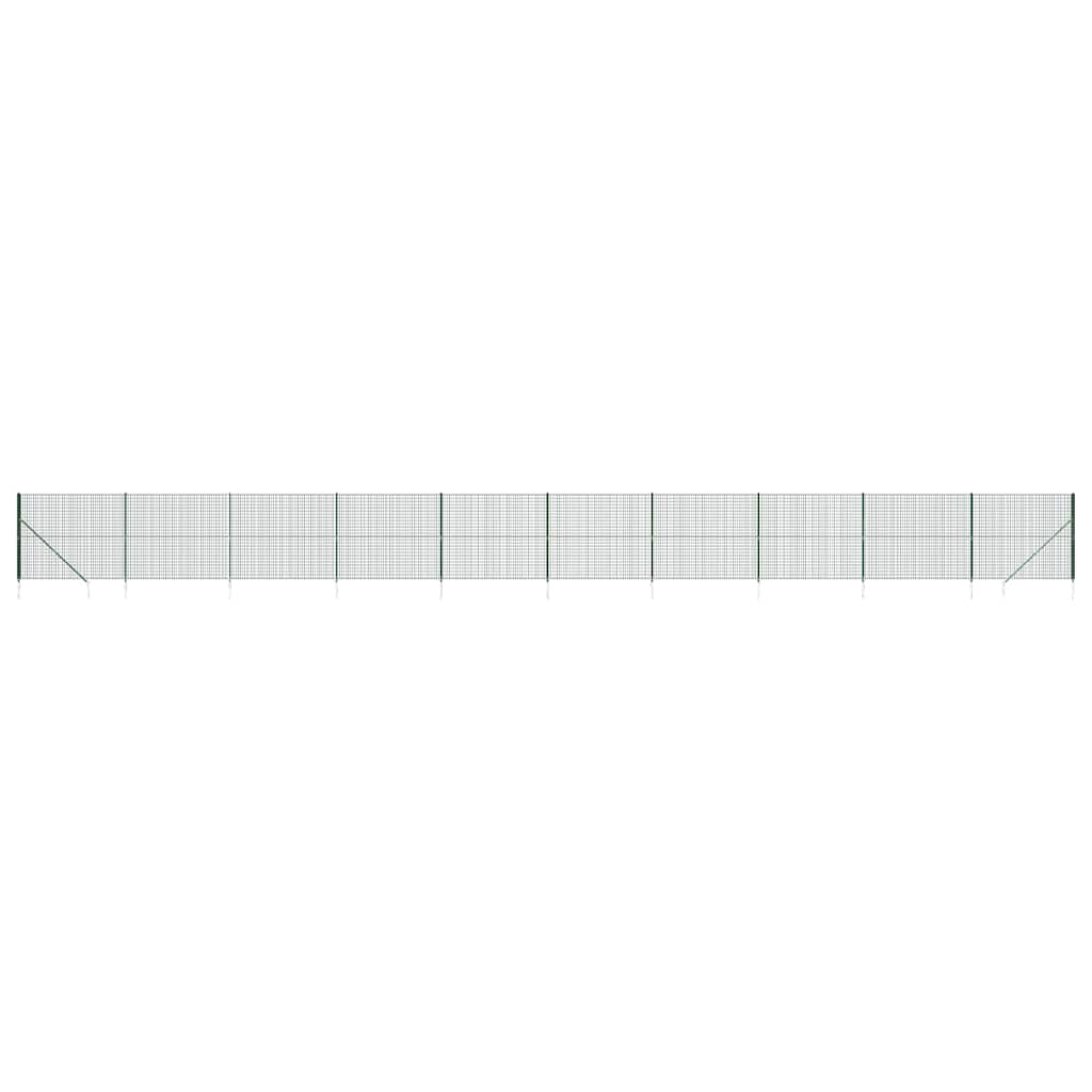 vidaXL Ogrodzenie z siatki, z kotwami, zielone, 1,6x25 m