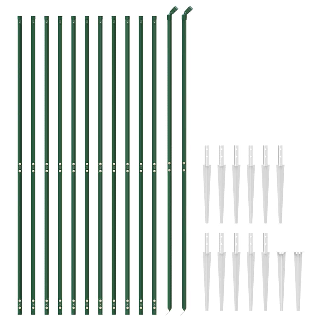 vidaXL Ogrodzenie z siatki, z kotwami, zielone, 1,6x25 m