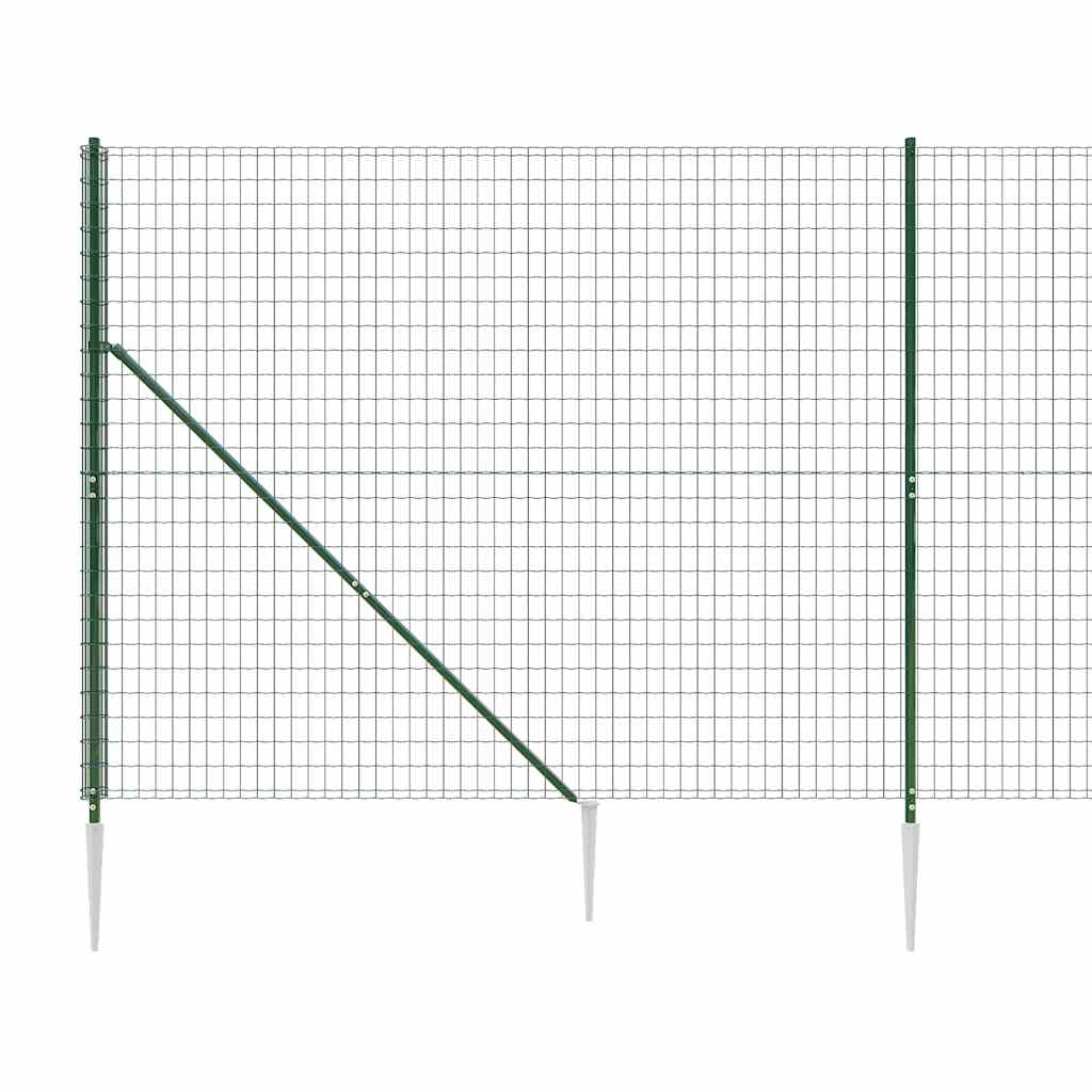 vidaXL Ogrodzenie z siatki, z kotwami, zielone, 1,6x25 m
