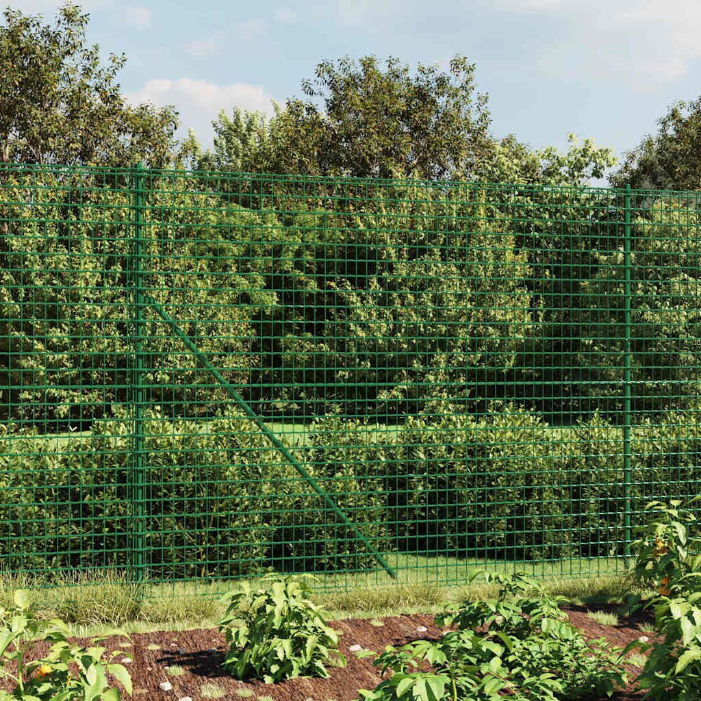 vidaXL Ogrodzenie z siatki, z kotwami, zielone, 1,6x25 m