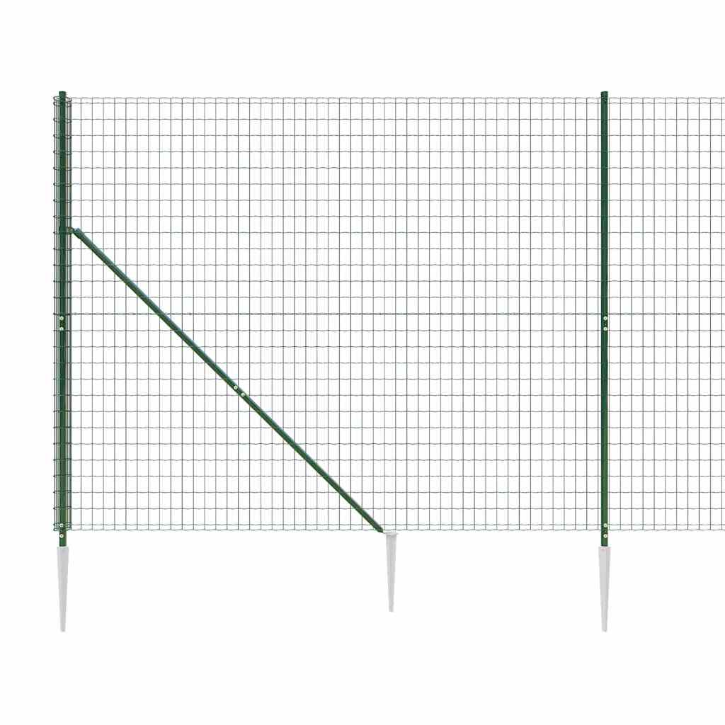 vidaXL Ogrodzenie z siatki, z kotwami, zielone, 1,8x25 m