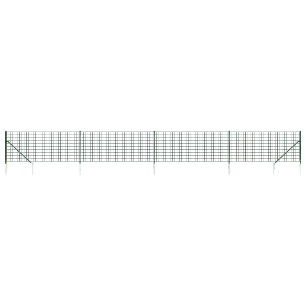 vidaXL Ogrodzenie z siatki, z kotwami, zielone, 0,8x10 m