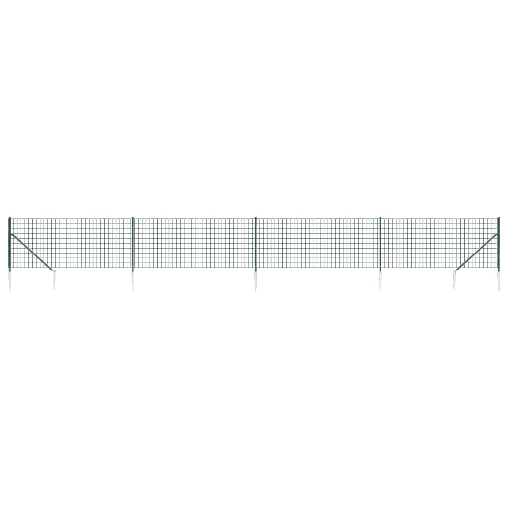 vidaXL Ogrodzenie z siatki, z kotwami, zielone, 1x10 m