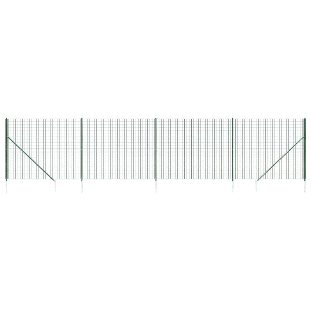 vidaXL Ogrodzenie z siatki, z kotwami, zielone, 1,4x10 m