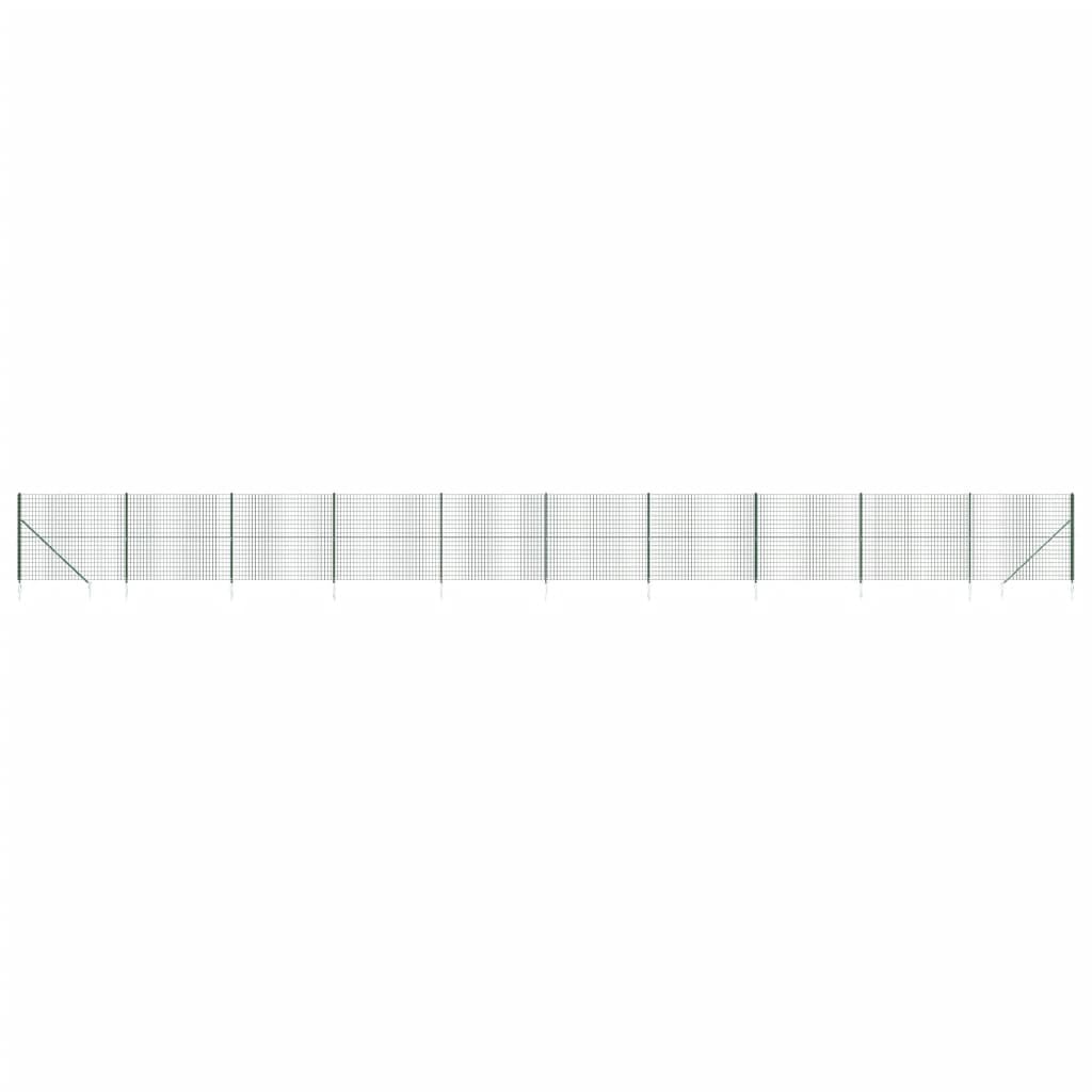 vidaXL Ogrodzenie z siatki, z kotwami, zielone, 1,4x25 m