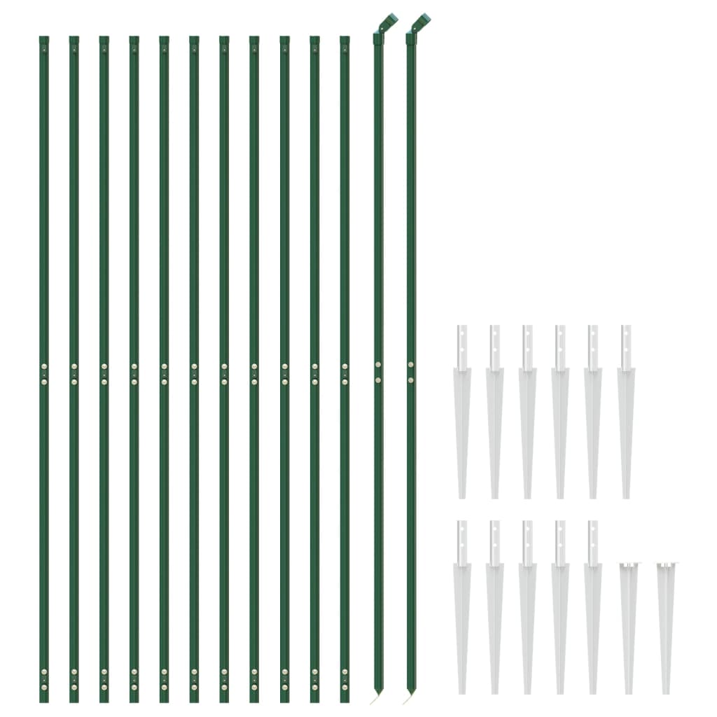 vidaXL Ogrodzenie z siatki, z kotwami, zielone, 1,6x25 m