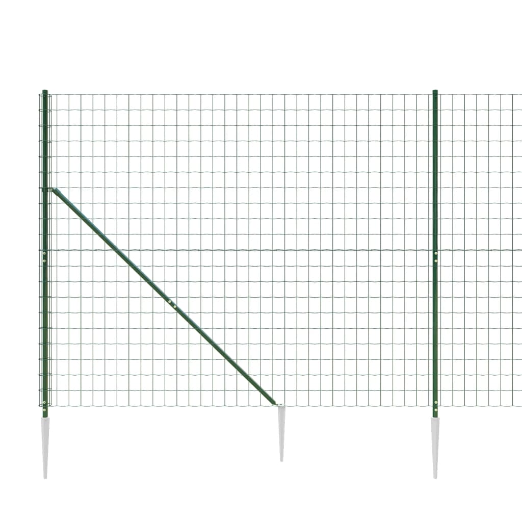vidaXL Ogrodzenie z siatki, z kotwami, zielone, 1,6x25 m