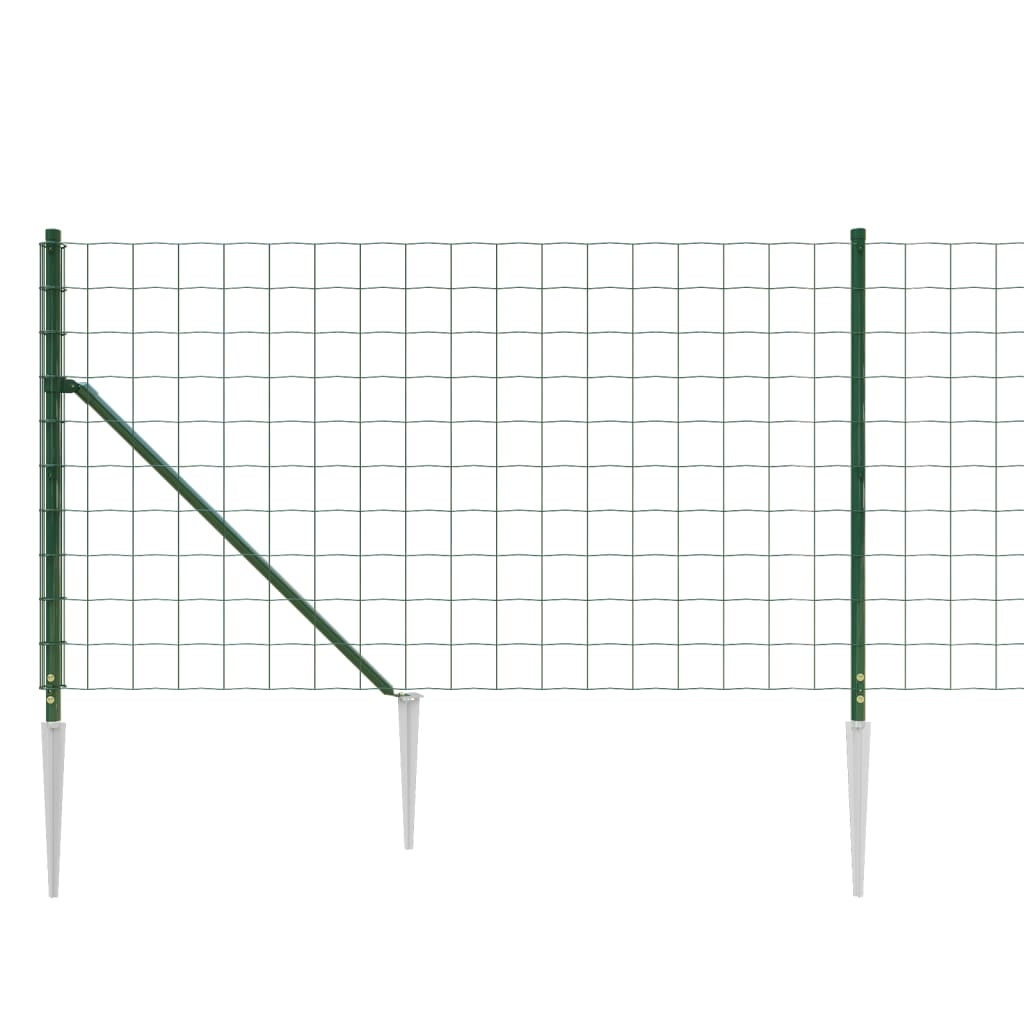vidaXL Ogrodzenie z siatki, z kotwami, zielone, 0,8x10 m