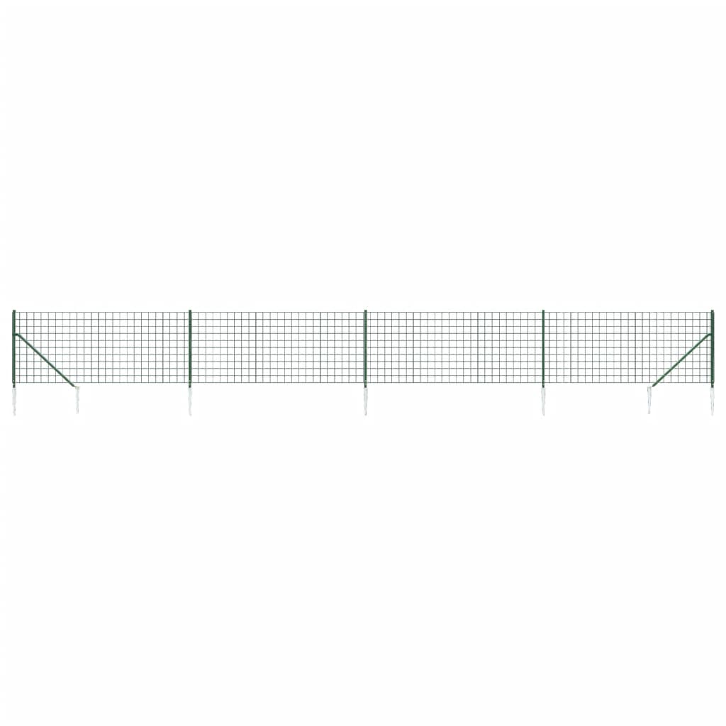 vidaXL Ogrodzenie z siatki, z kotwami, zielone, 1,1x10 m