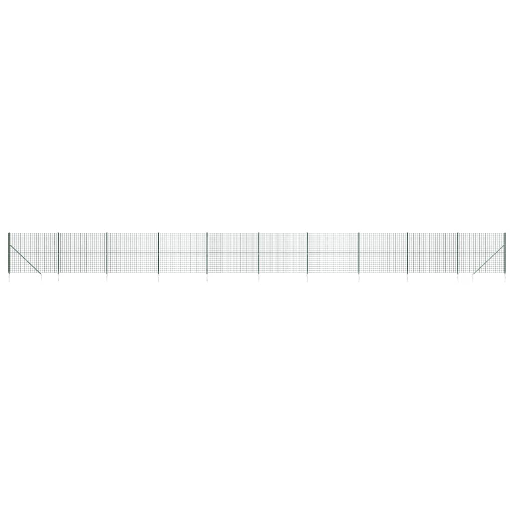 vidaXL Ogrodzenie z siatki, z kotwami, zielone, 1,6x25 m
