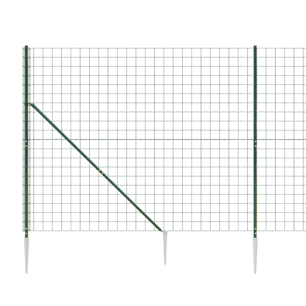 vidaXL Ogrodzenie z siatki, z kotwami, zielone, 1,8x25 m