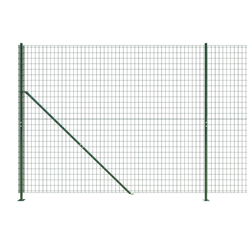 vidaXL Ogrodzenie z siatki, ze stopami słupków, zielone, 1,4x10 m