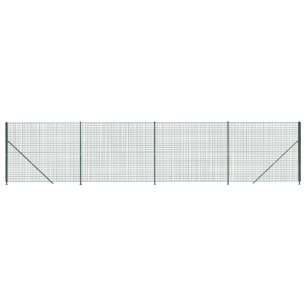 vidaXL Ogrodzenie z siatki, ze stopami słupków, zielone, 1,6x10 m