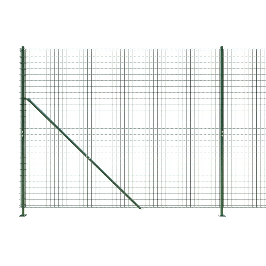 vidaXL Ogrodzenie z siatki, ze stopami słupków, zielone, 1,6x10 m
