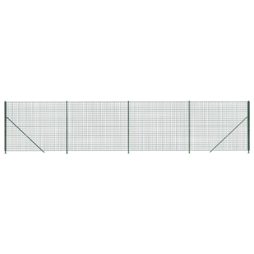 vidaXL Ogrodzenie z siatki, ze stopami słupków, zielone, 1,8x10 m