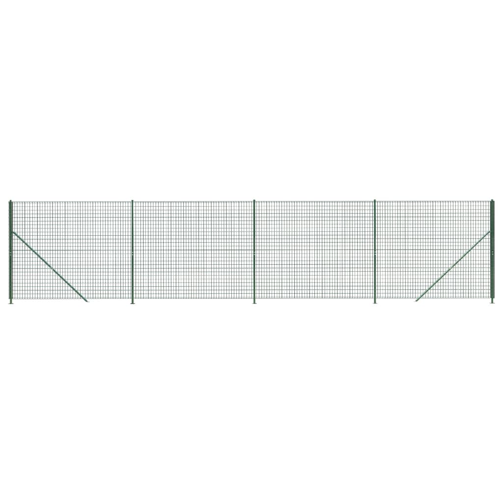 vidaXL Ogrodzenie z siatki, ze stopami słupków, zielone, 2,2x10 m