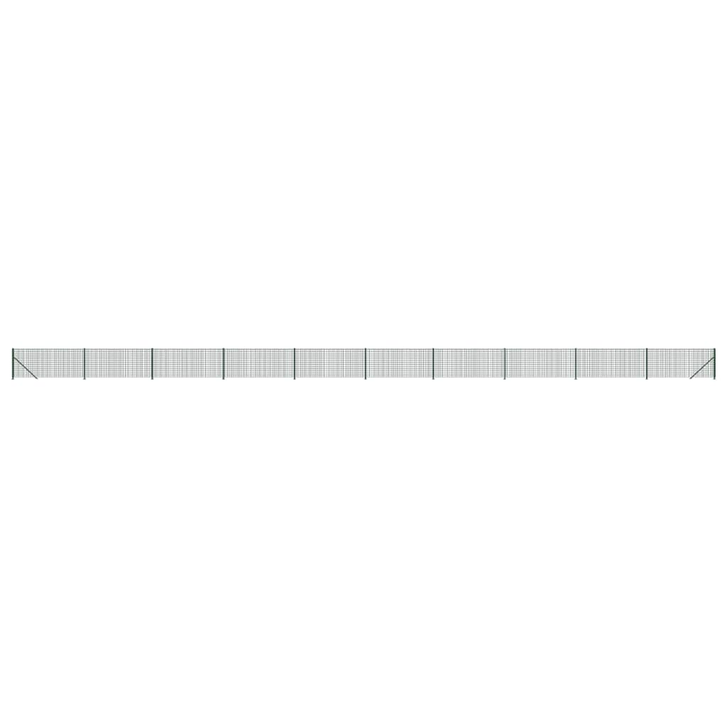 vidaXL Ogrodzenie z siatki, ze stopami słupków, zielone, 0,8x25 m