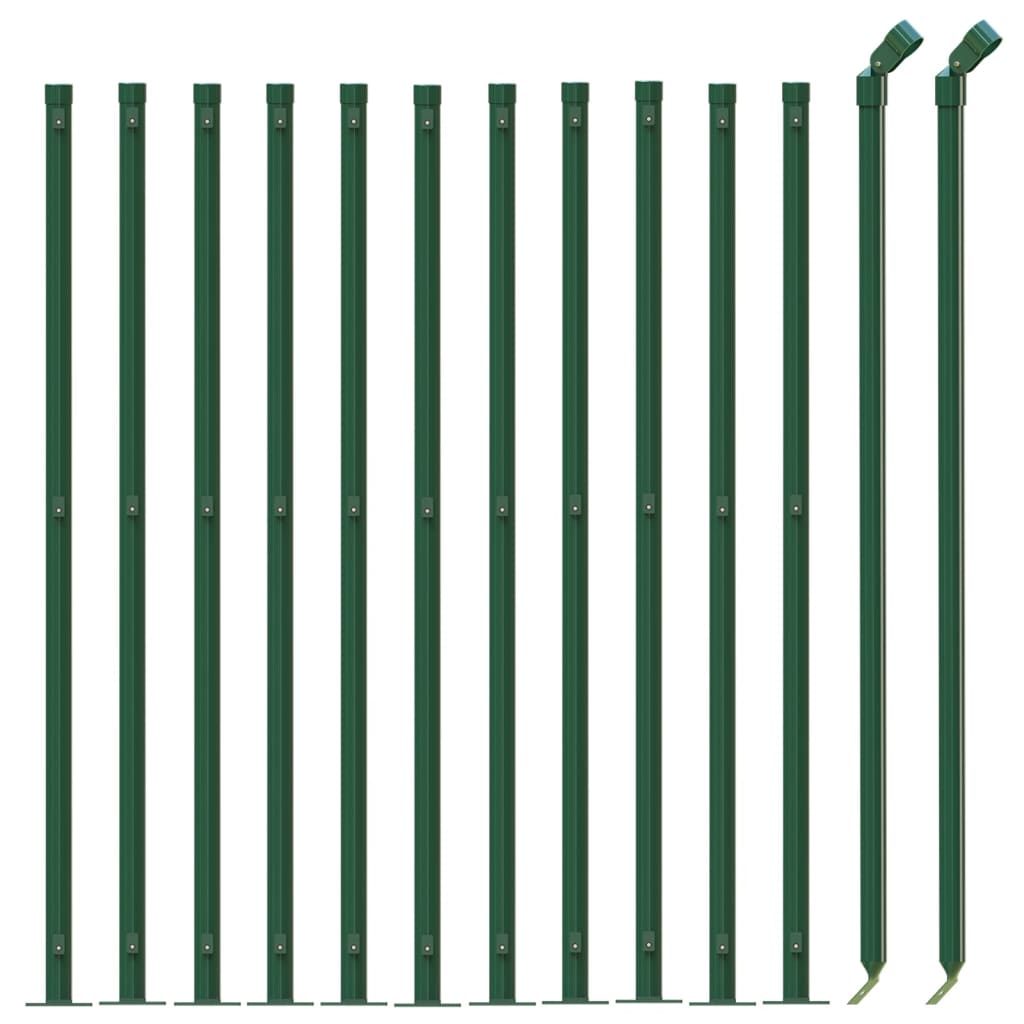 vidaXL Ogrodzenie z siatki, ze stopami słupków, zielone, 0,8x25 m