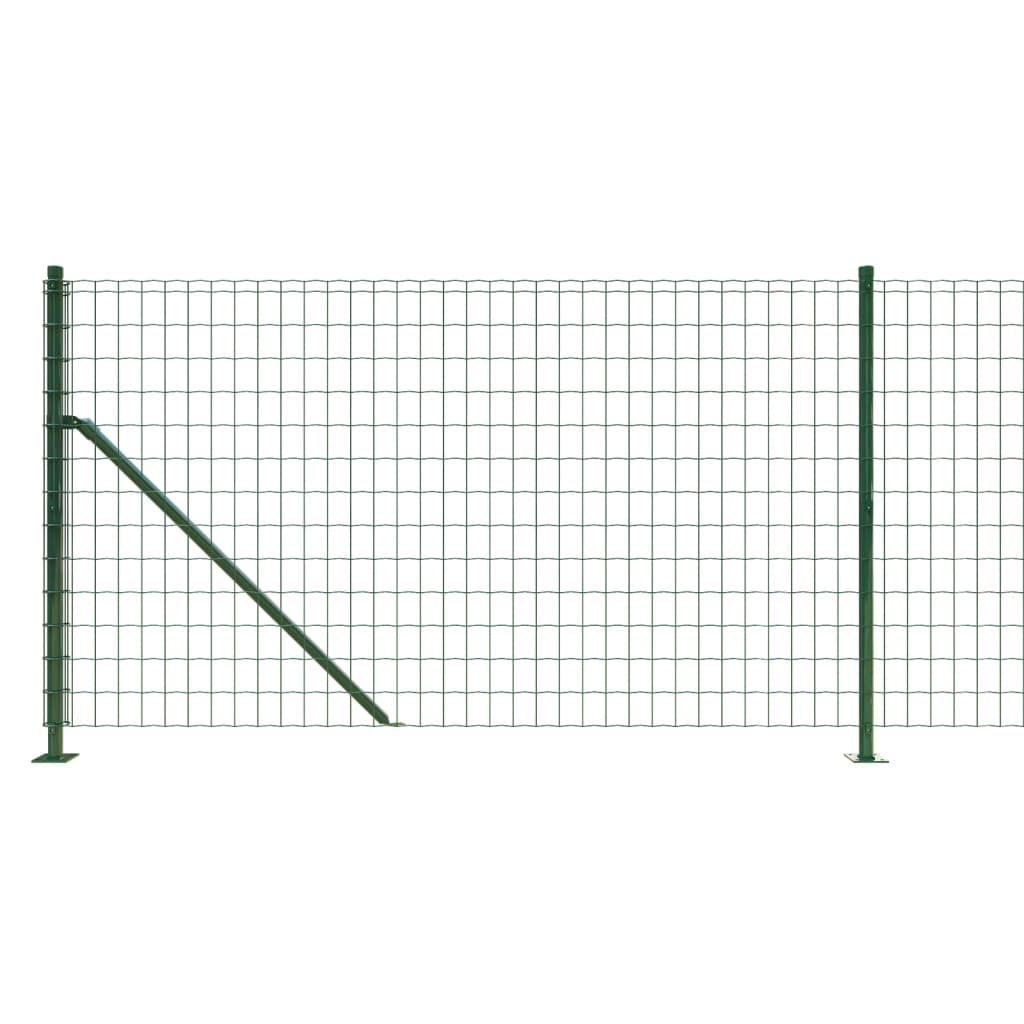 vidaXL Ogrodzenie z siatki, ze stopami słupków, zielone, 0,8x25 m