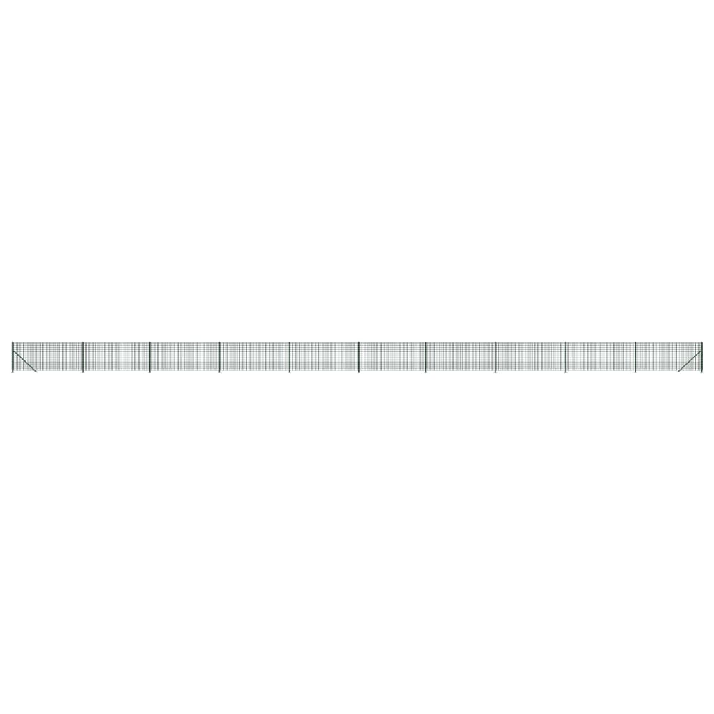 vidaXL Ogrodzenie z siatki, ze stopami słupków, zielone, 1,1x25 m