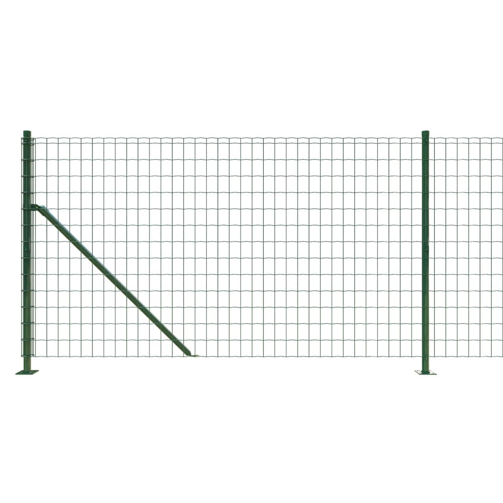 vidaXL Ogrodzenie z siatki, ze stopami słupków, zielone, 1,1x25 m
