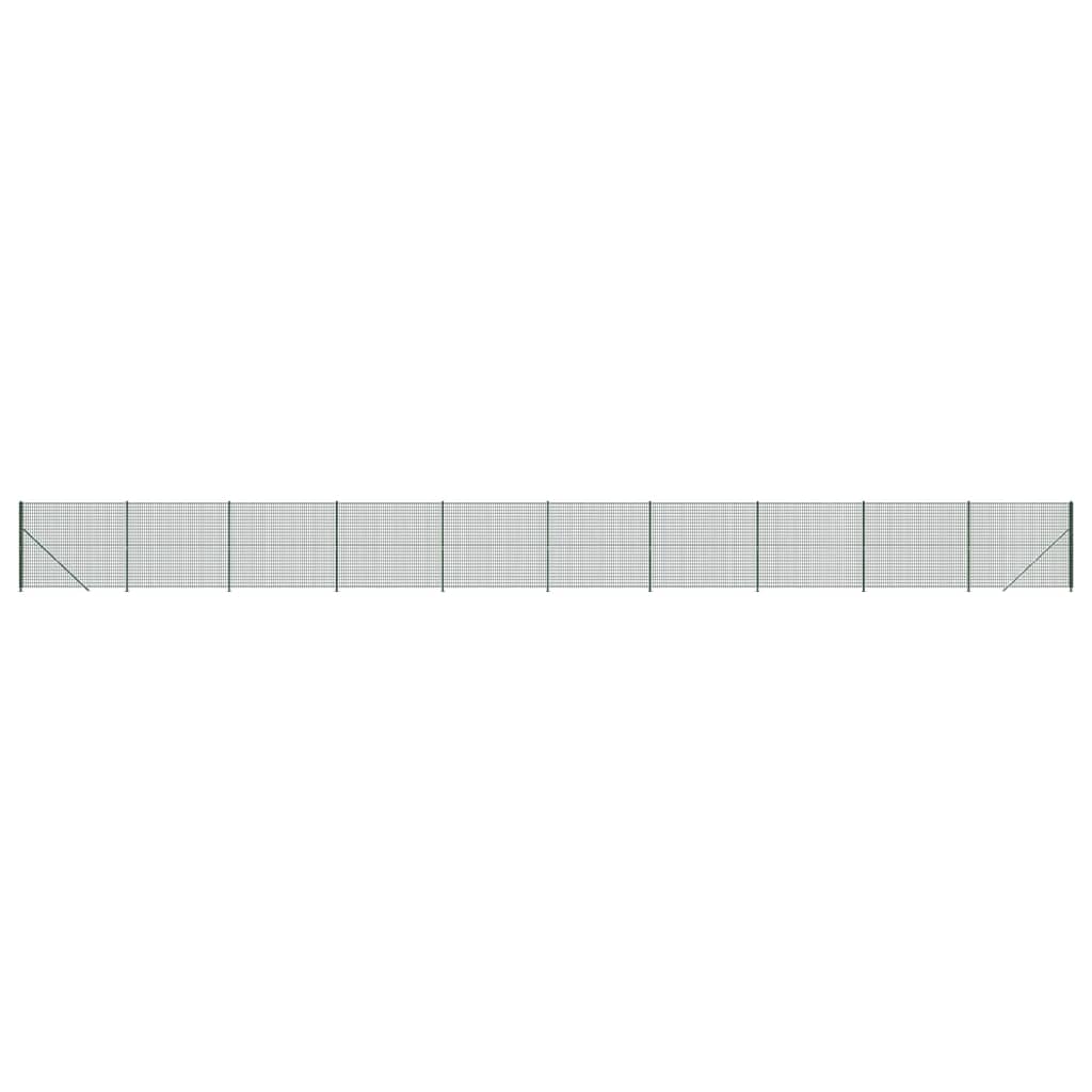vidaXL Ogrodzenie z siatki, ze stopami słupków, zielone, 1,4x25 m