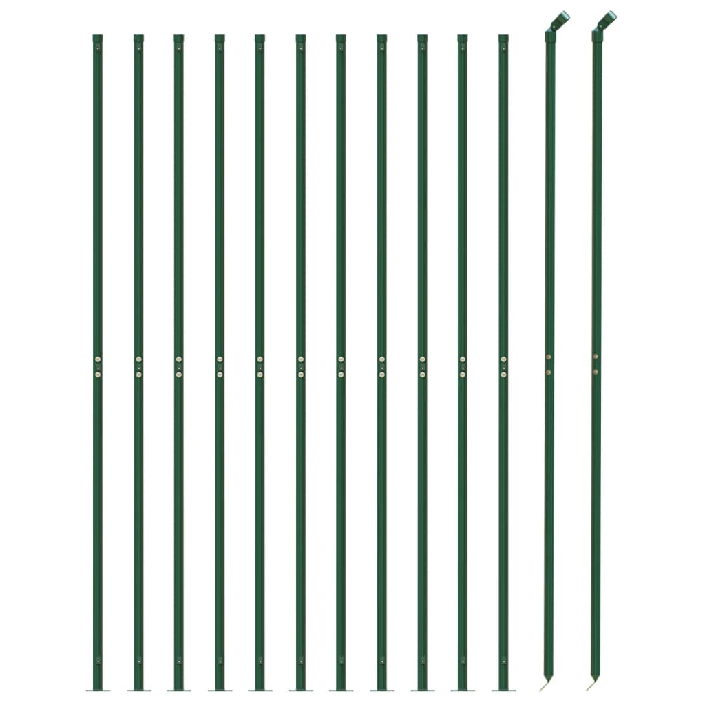 vidaXL Ogrodzenie z siatki, ze stopami słupków, zielone, 1,4x25 m