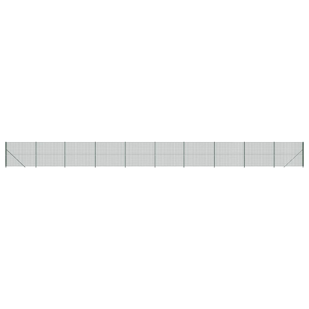vidaXL Ogrodzenie z siatki, ze stopami słupków, zielone, 1,6x25 m