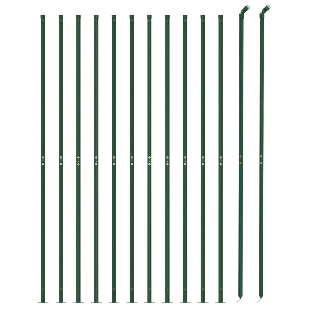 vidaXL Ogrodzenie z siatki, ze stopami słupków, zielone, 1,6x25 m
