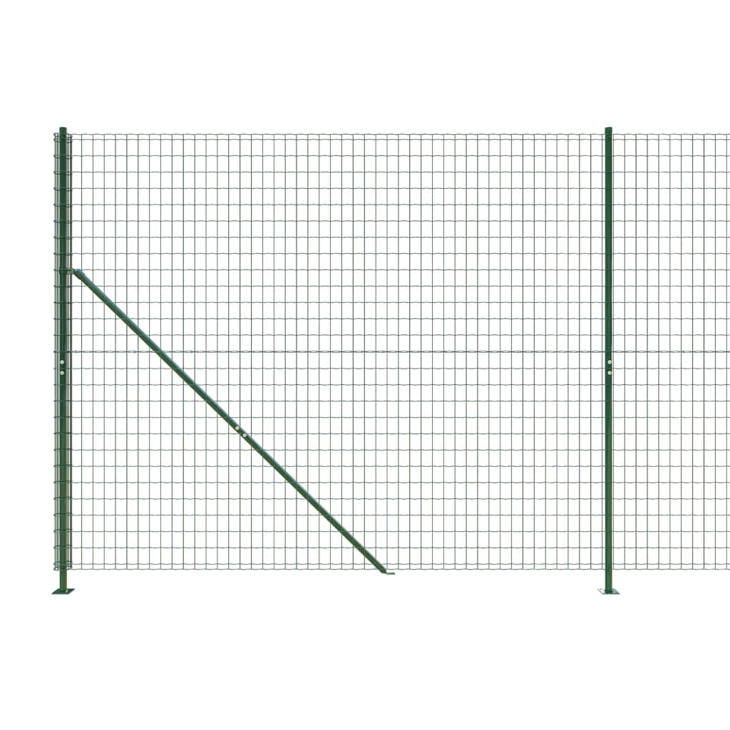 vidaXL Ogrodzenie z siatki, ze stopami słupków, zielone, 1,6x25 m