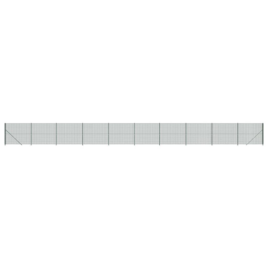 vidaXL Ogrodzenie z siatki, ze stopami słupków, zielone, 2x25 m