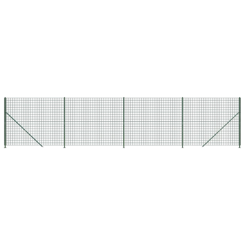vidaXL Ogrodzenie z siatki, ze stopami słupków, zielone, 2,2x10 m