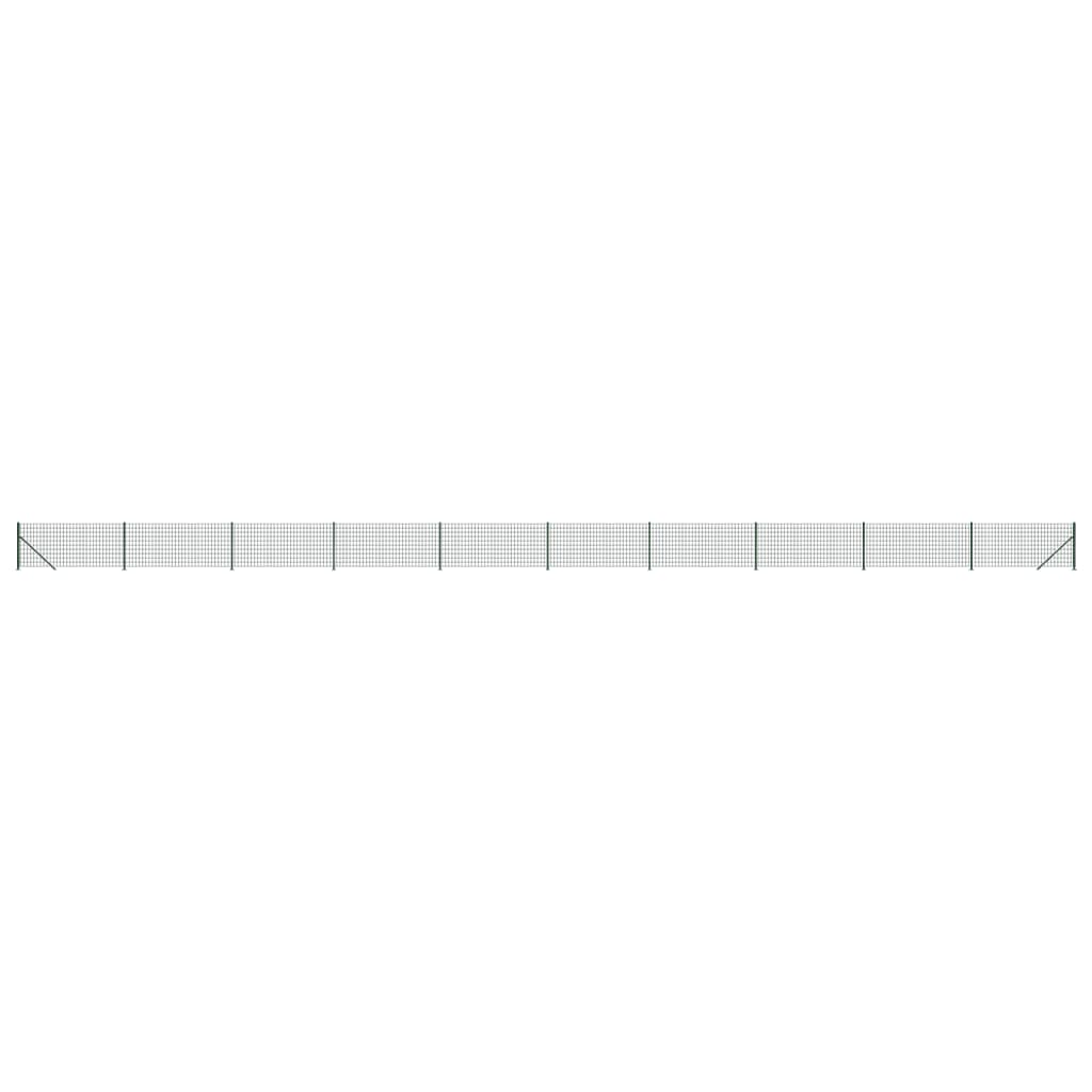 vidaXL Ogrodzenie z siatki, ze stopami słupków, zielone, 0,8x25 m