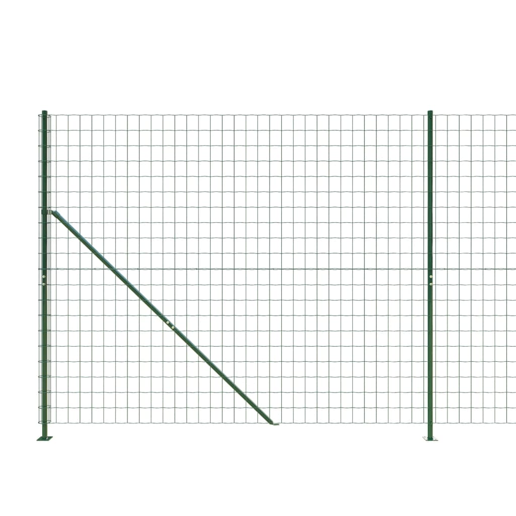 vidaXL Ogrodzenie z siatki, ze stopami słupków, zielone, 1,4x25 m