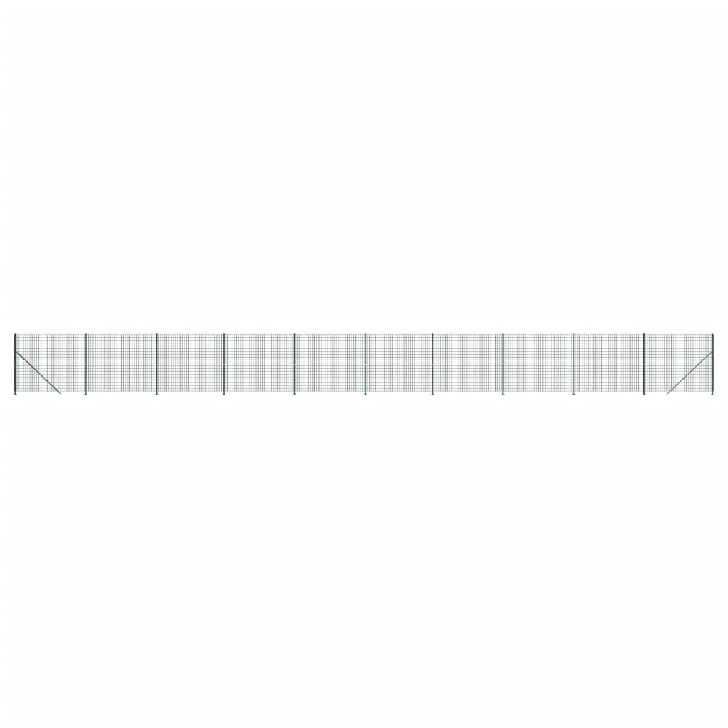 vidaXL Ogrodzenie z siatki, ze stopami słupków, zielone, 1,6x25 m