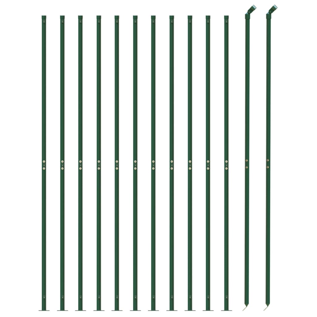 vidaXL Ogrodzenie z siatki, ze stopami słupków, zielone, 1,6x25 m