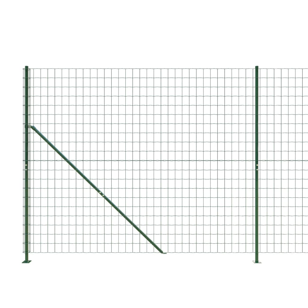 vidaXL Ogrodzenie z siatki, ze stopami słupków, zielone, 1,6x25 m