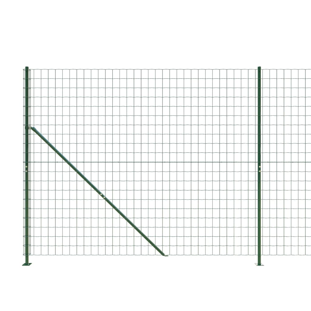 vidaXL Ogrodzenie z siatki, ze stopami słupków, zielone, 2,2x25 m
