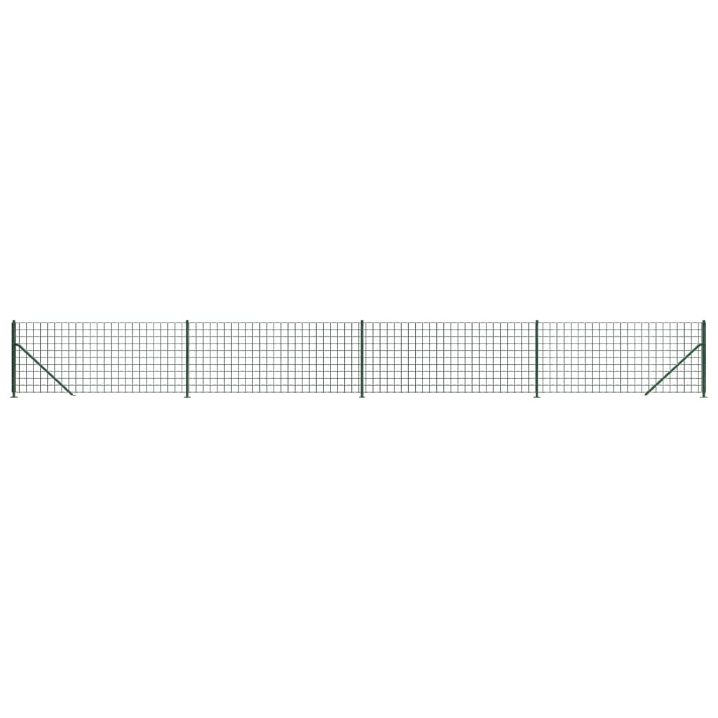 vidaXL Ogrodzenie z siatki, ze stopami słupków, zielone, 0,8x10 m