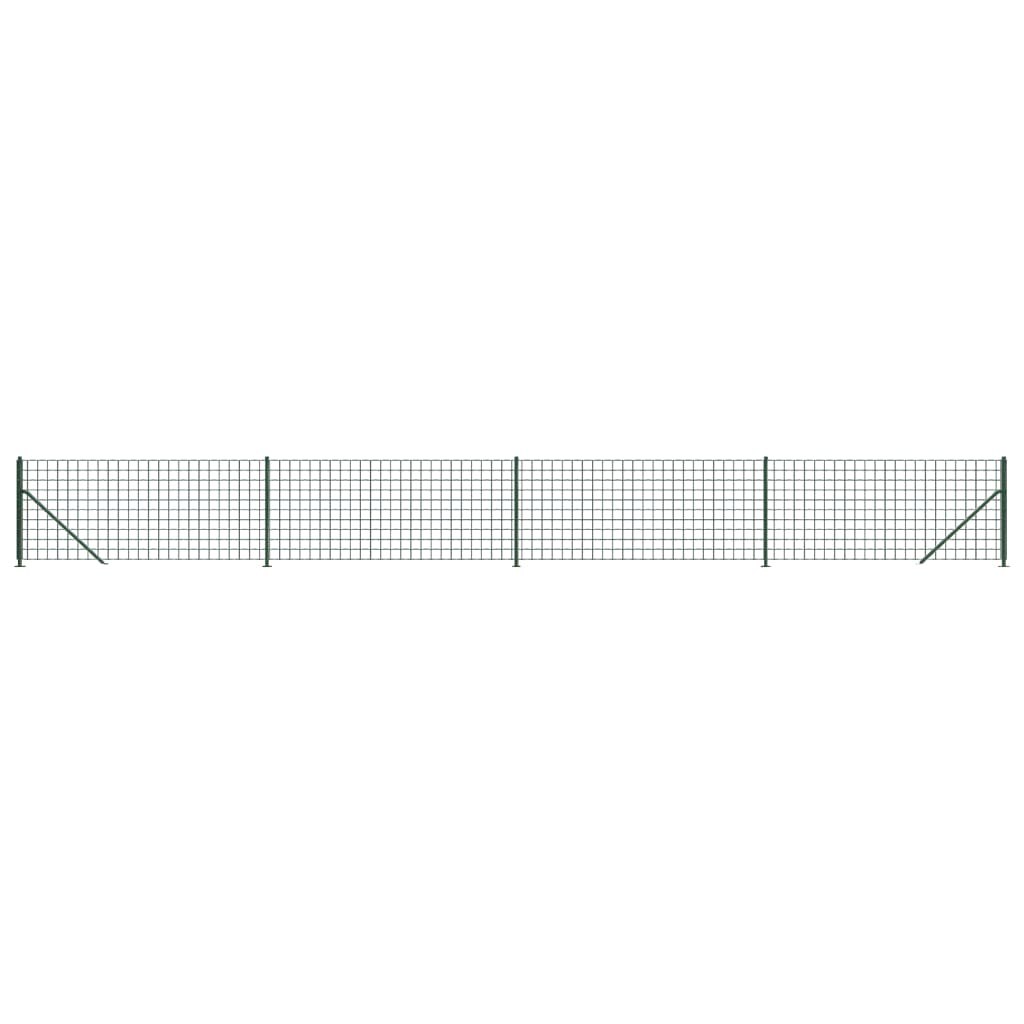 vidaXL Ogrodzenie z siatki, ze stopami słupków, zielone, 1x10 m