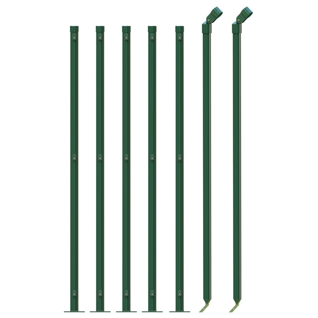 vidaXL Ogrodzenie z siatki, ze stopami słupków, zielone, 1x10 m