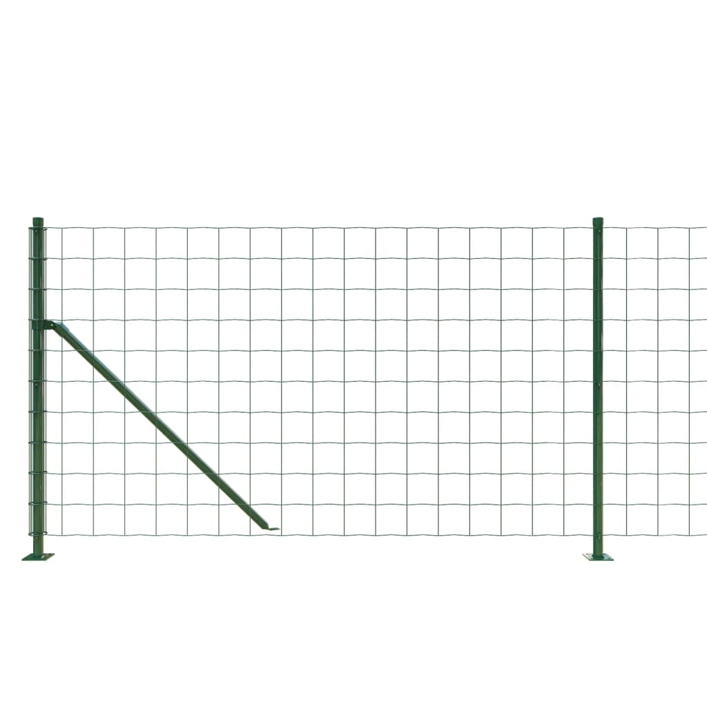 vidaXL Ogrodzenie z siatki, ze stopami słupków, zielone, 1x10 m
