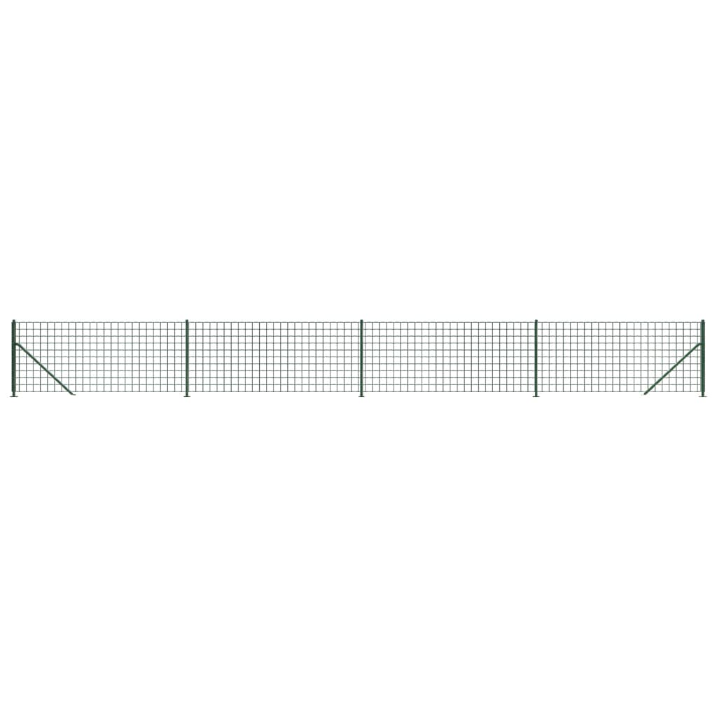 vidaXL Ogrodzenie z siatki, ze stopami słupków, zielone, 1,1x10 m