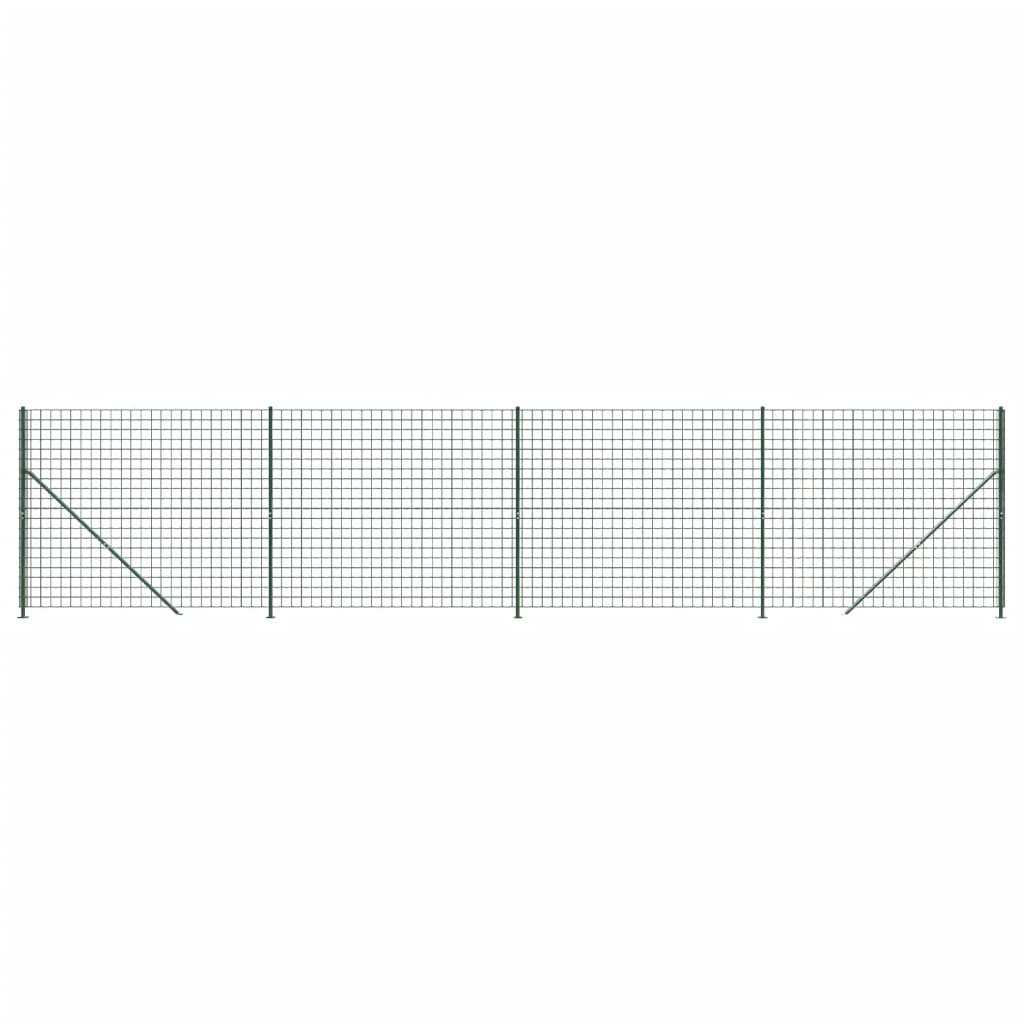 vidaXL Ogrodzenie z siatki, ze stopami słupków, zielone, 1,4x10 m