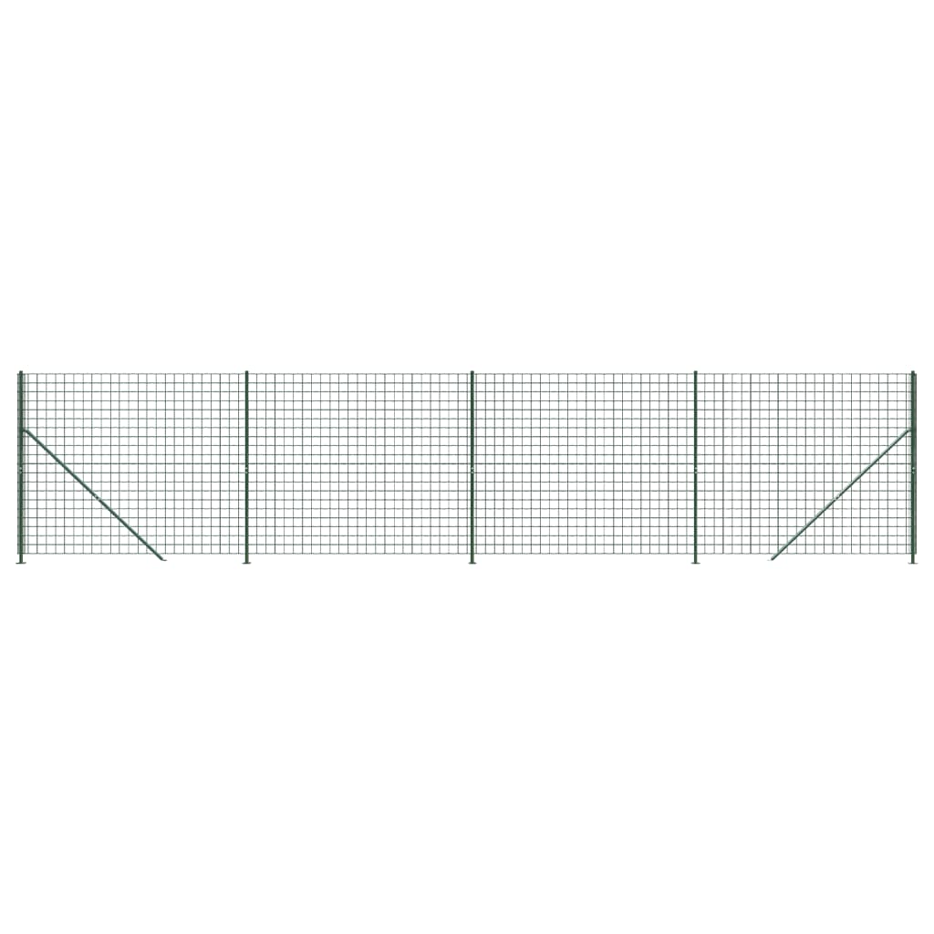 vidaXL Ogrodzenie z siatki, ze stopami słupków, zielone, 1,6x10 m
